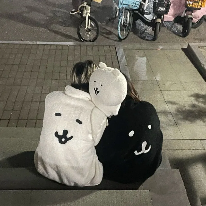 

New Chiikawa Hachiware Usagi Joke Bear Plush Jacket Winter Stand Collar Tops Autumn and Winter Couple Model Trend Versatile