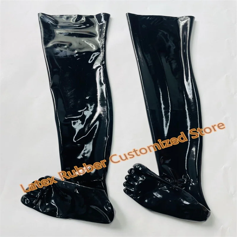 

Black Latex Thigh High Stockings with Toes Cosplay Zentai Latex Long Stockings