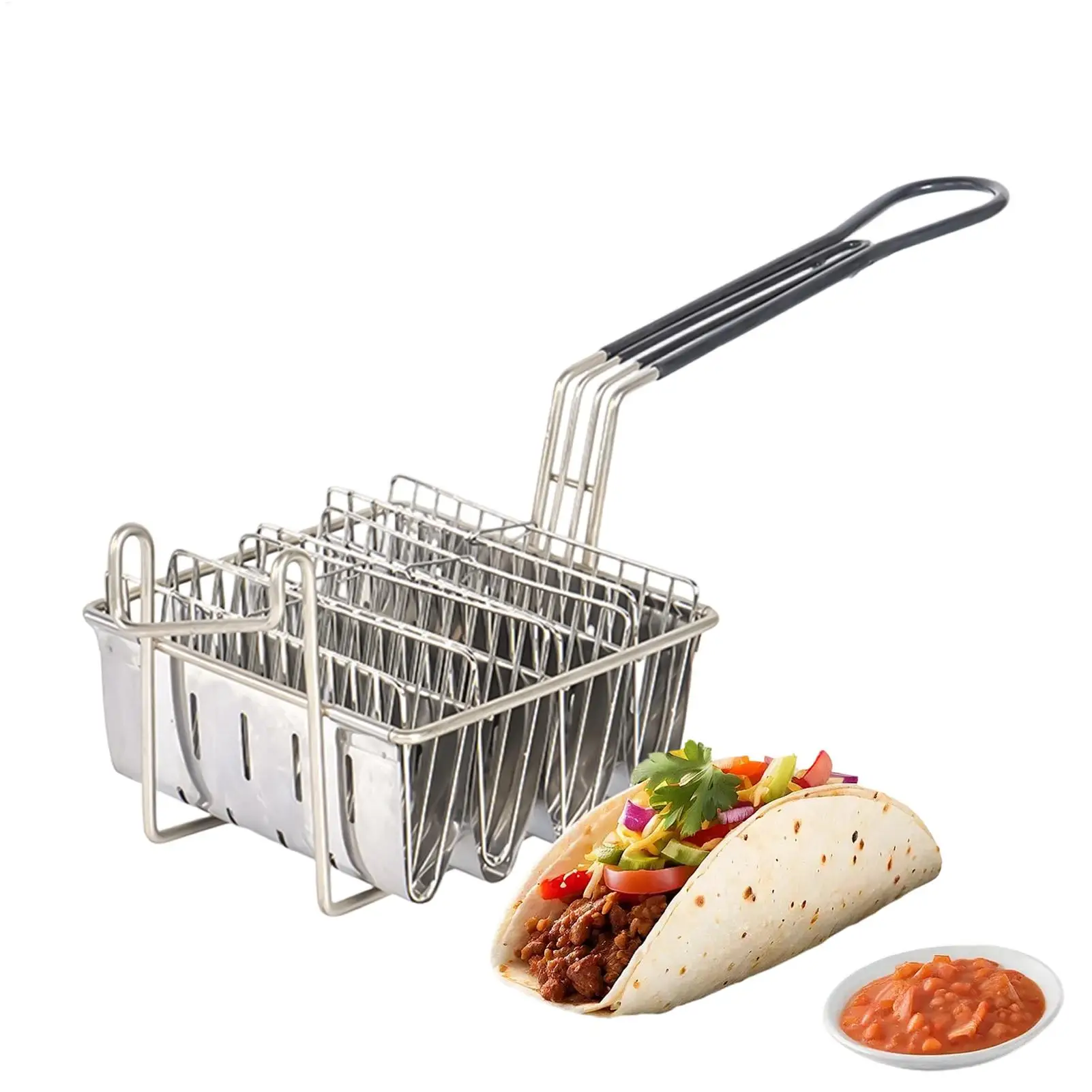 Taco Shaper for Frying 4 Shells Stainless Steel Tortilla Fried Mold Taco Fry Basket for Party Restaurant Catering Home Kitchen