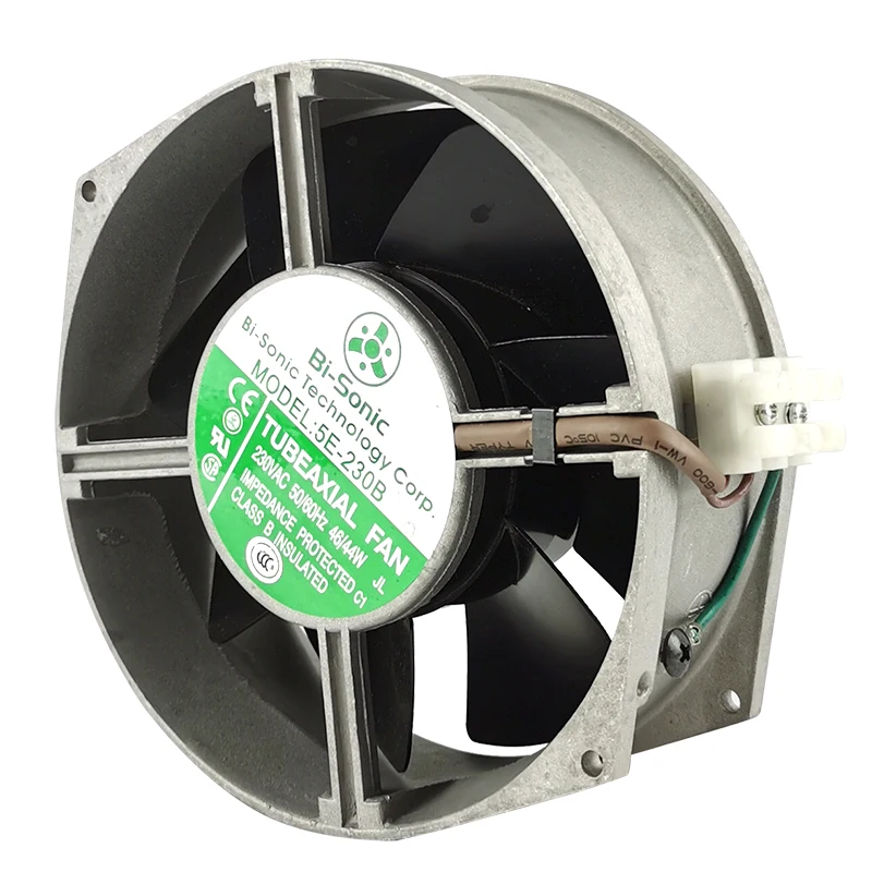 5E-230B 230V Terminal Type Cooling Fan 170×150×55mm Silver Metal Frame High Temperature Industrial Fan