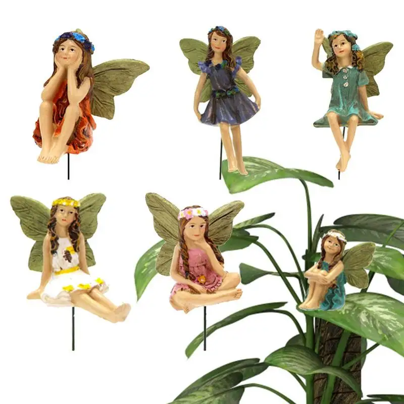 Fairies Miniature 6pcs Miniature Fairies Figurines Mini Fairies Garden Outdoor Ornaments Resin Angel Statue Garden Decoration