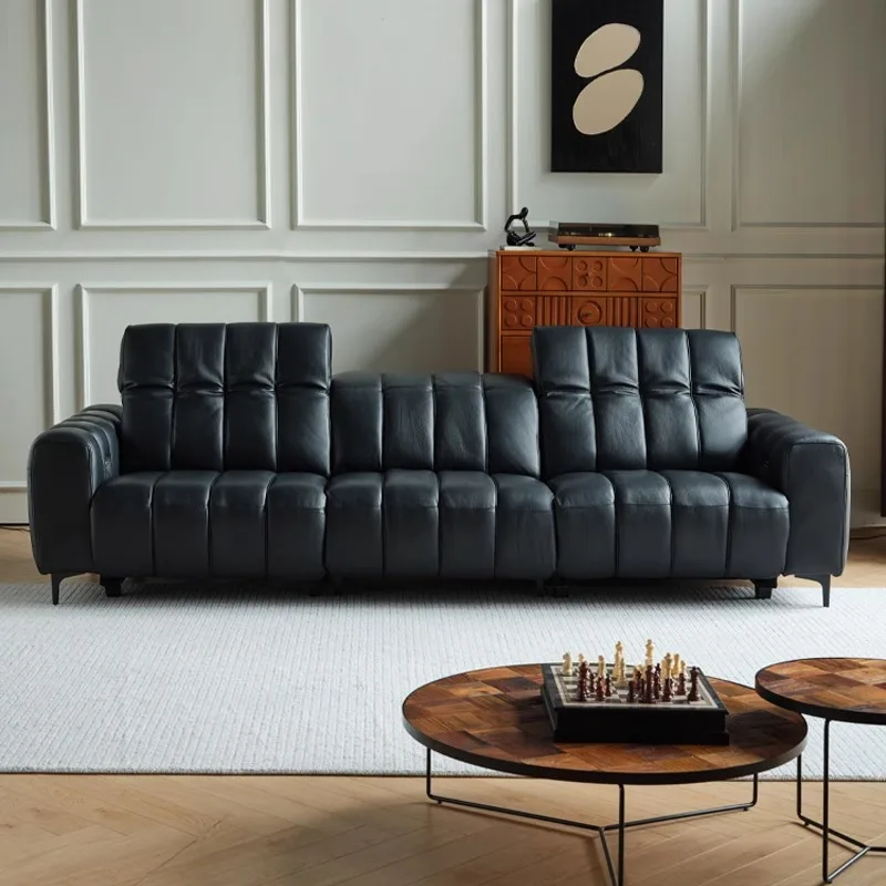 Function Electric Sofa Living Room New Multifunctional Adjustable Movie Viewing Piano Keys Three-person Retro Leather Sofa