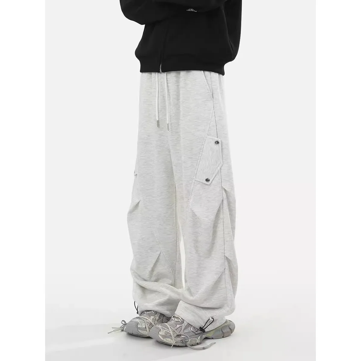 

Мужские повседневные широкие брюки American Sle свободного кроя, весенние спортивные брюки-парашюты, плиссированные брюки в уличном стиле, рабочие брюки, спортивные штаны