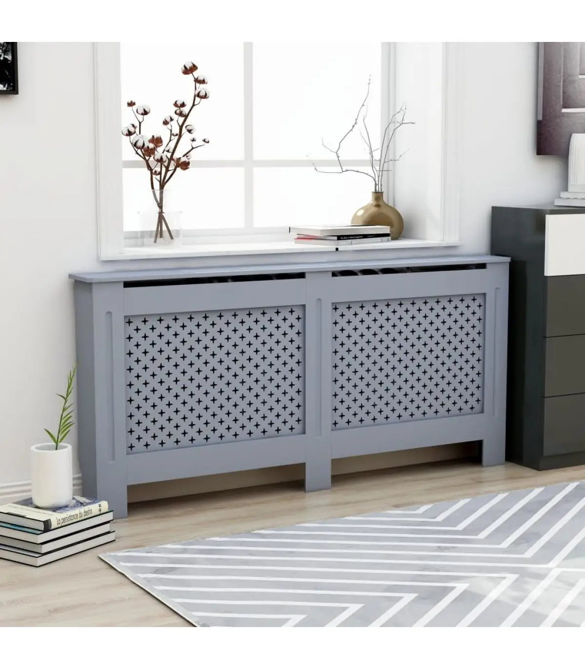 Accessories for heating radiators 172x19x81 cm anthracite gray MDF radiator cover