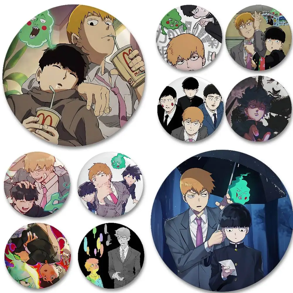 أنيمي M-Mob النفسي 100 شارات لينة زر دبوس مشرق مطبوعة أيقونة هدية للأصدقاء شارة طوق بروش التلبيب دبوس معدني #1