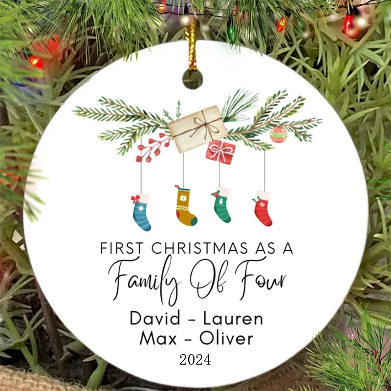 Personalized Family Ornament Custom New Family Ornament Family of Three Christmas Ornament Baby\'s First Christmas Ornament Gift