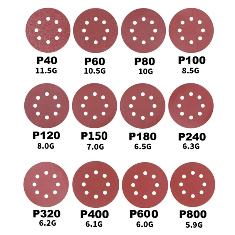 10 قطعة 5 بوصة 125 مللي متر الصنفرة المستديرة القرص ساندر القرص 40/60/80/100/240/320 // 800 حصى هوك وحلقة الرملي طحن القرص البولندية