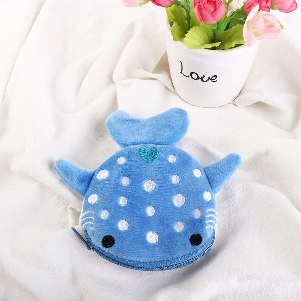 Bags Cartoon Shark Mini Earphone Bag Small Card Holder Women Coin Purse Shark Plush Wallet Small Items Bags Shark Coin Purse