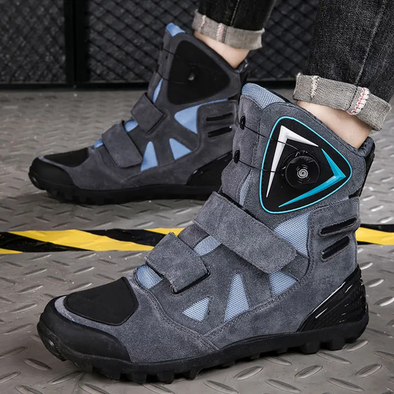 Men Motorcycle Shoes Waterproof Breathable Anti Slip Wear Resistant Enduro Moto Boots Outdoor Motorbike Footwear