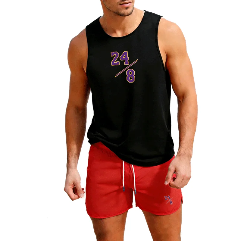 

European size Vest+Shorts 2-Piece Summer Casual Fashion Trend Set Beach Surfing Men's Suit 2026 Outdoor Jogging Sportswear