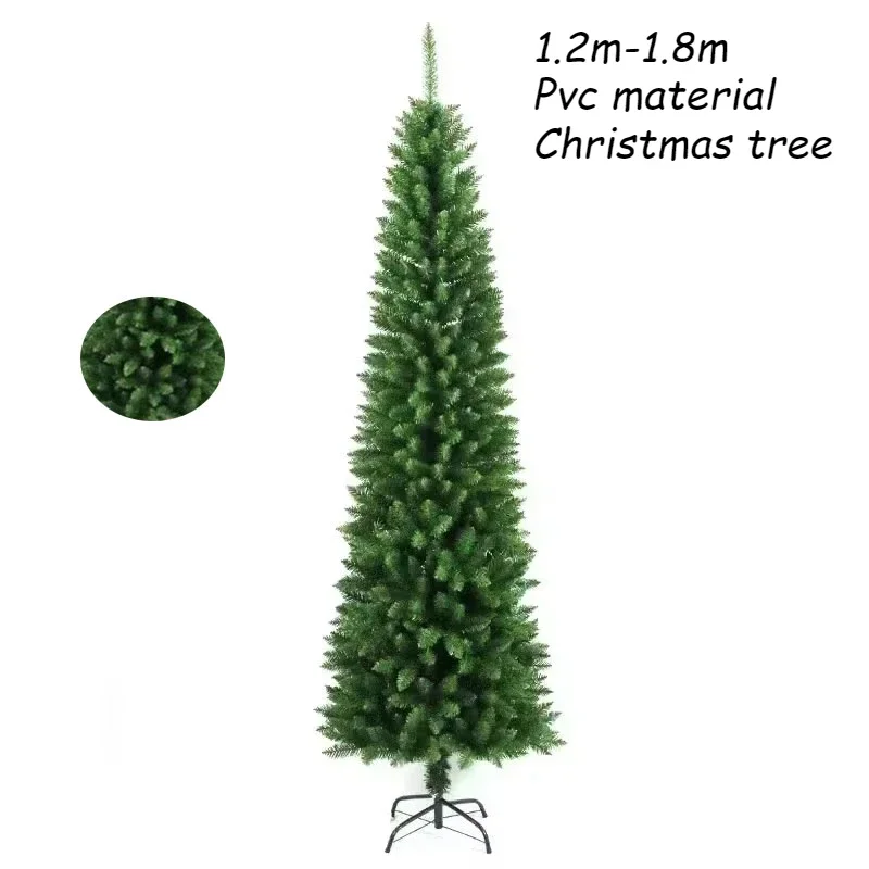 

PVC Christmas Tree Artificial Christmas Tree Green Pointed Slender Slim Pen Pole Christmas Atmosphere Decorations 1.2m To 2.7m