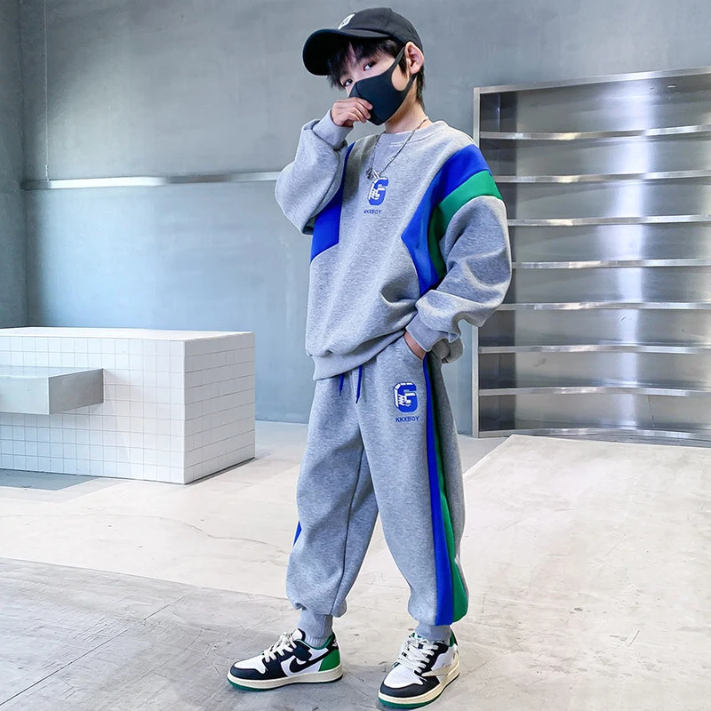 Frühling Herbst Neues Kleinkinder-Bekleidungsset, Sweatshirts mit Buchstaben-Print und Hosen, 2-teilig, für Kinder von 3-14 Jahren, Trainingsanzüge, lässige Outfits für Jungen – Detail 10