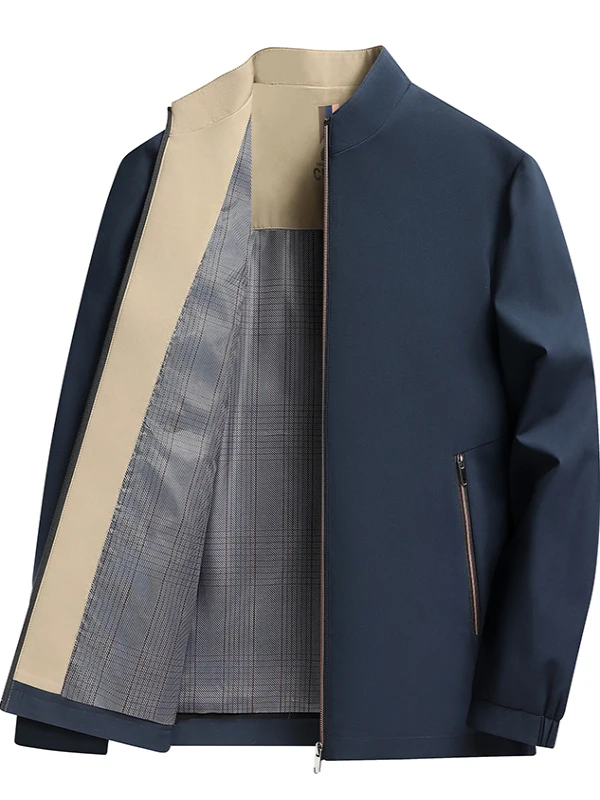 

Spring Autumn Thin Stand Collar Jaet Men's Busin Casual Middle Aged And ly Outerwear Comfortable Loose Dad Clothes