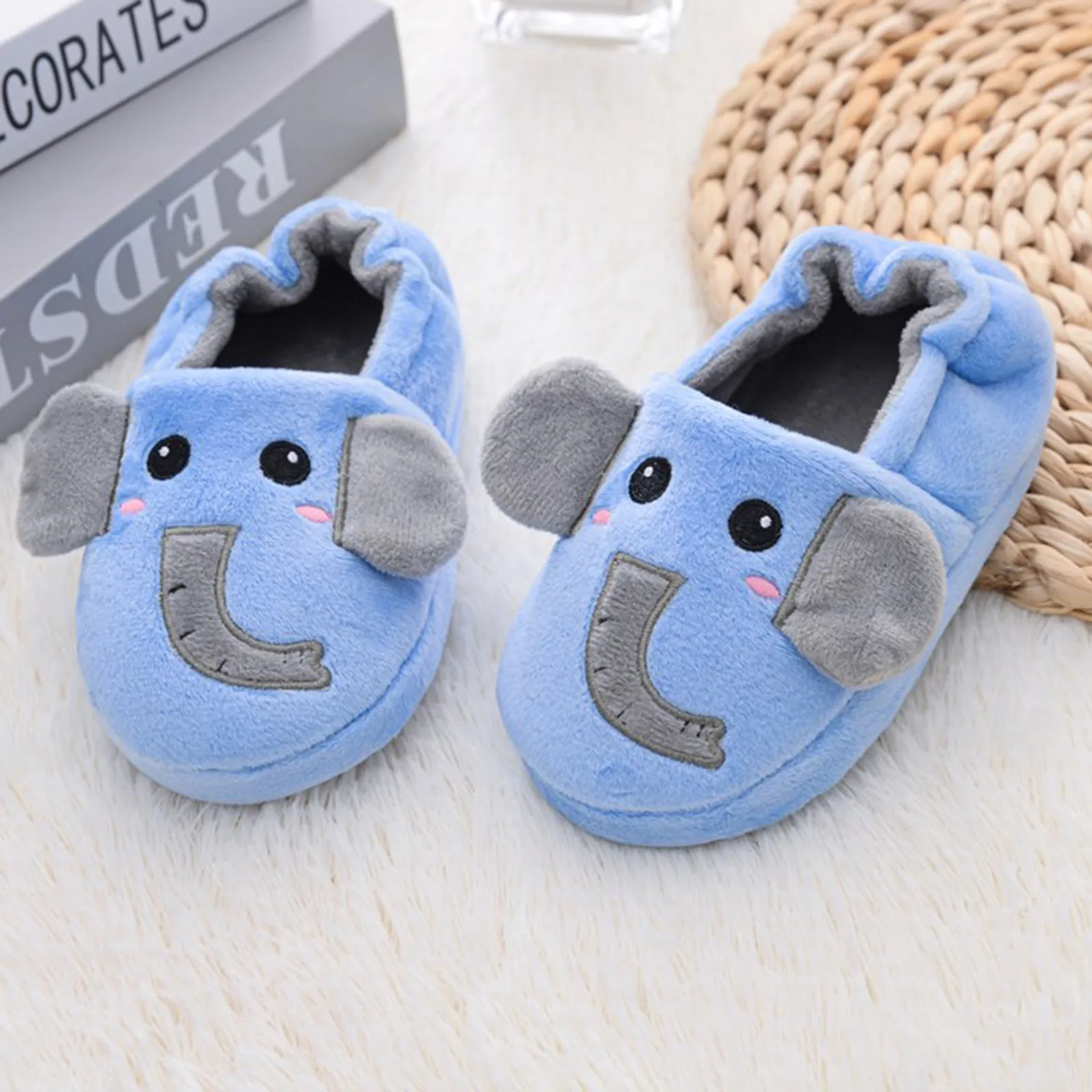 Winter Unicorn Slippers Kids Toddler Girl Flip Flop Baby Boys Fur Slides Cotton Indoor Shoes Warm Fluffy House Children Slipper