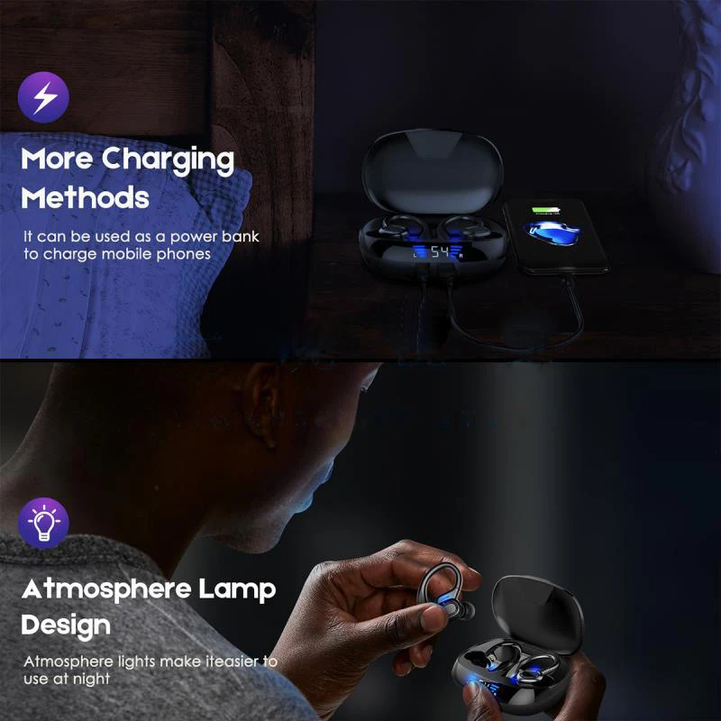 New SP16 Ear Hook Wireless Earphones Bluetooth 5.3 Stereo Bass Sports Fitness Daily Use image 5