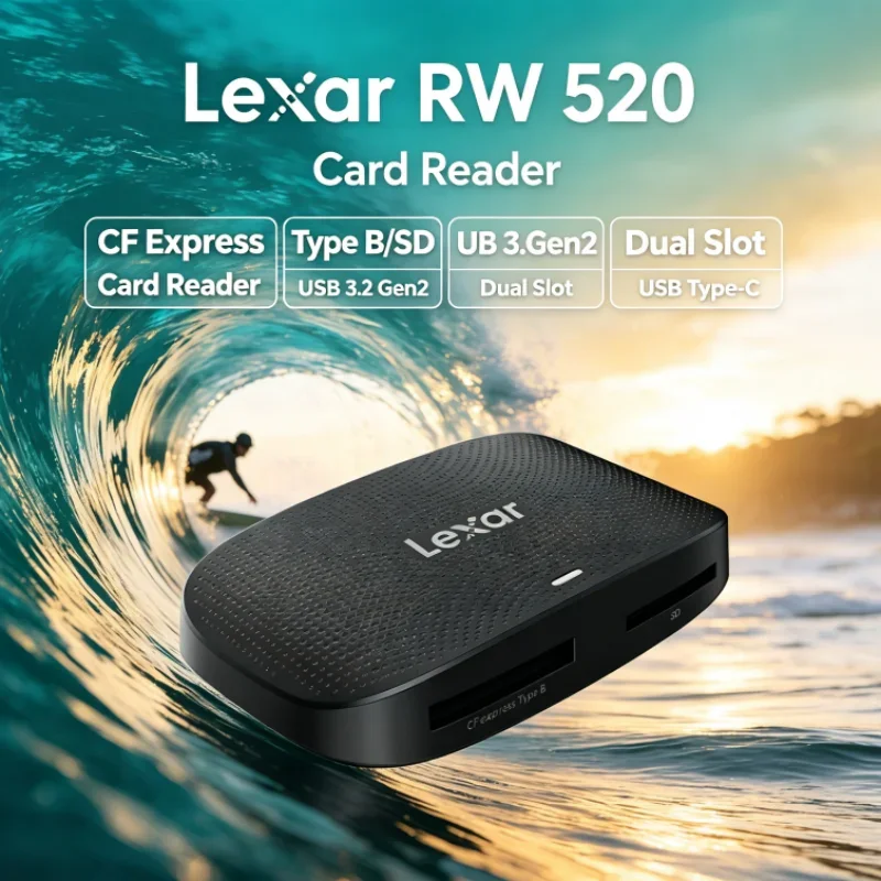 Lexar RW520 Memory Card Reader USB 3.2 Gen 2 CFexpress Type B SD Card Reader High Speed 2-in-1 Cable for Camera Data Transfer