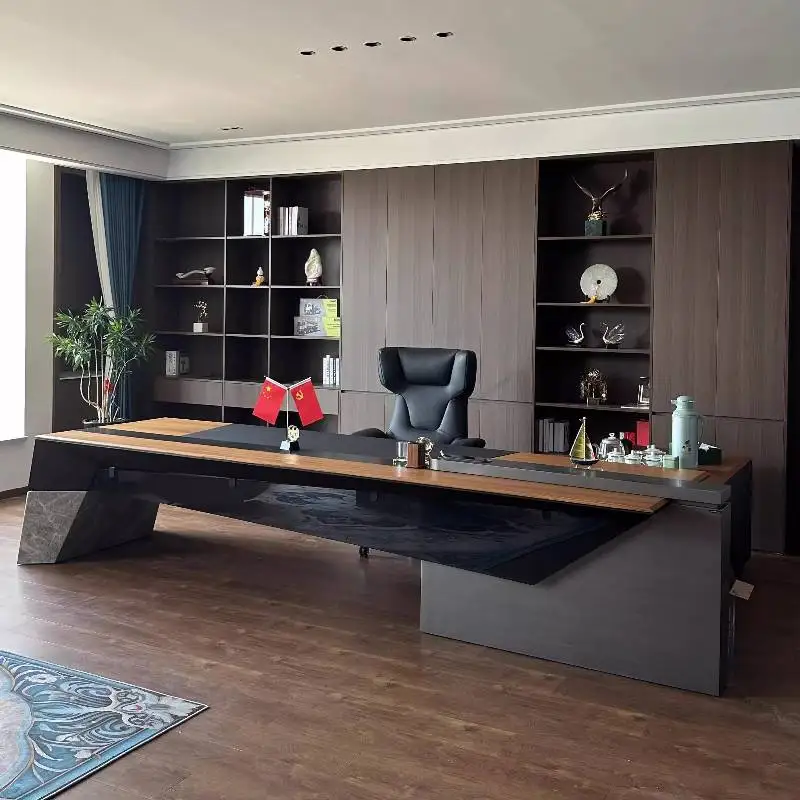 

Storage Luxury Executive Office Desk Desktop Big Black Adjustable Computer Desk Gaming Study Mesa Escriotorio Work Station Table