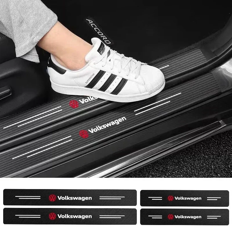 

Carbon Fiber Car Door Sill Threshold Anti Protective Sticker Decals For Volkswagen Abarth JEEP Fiat Volvo Jaguar Honda MG Nismo