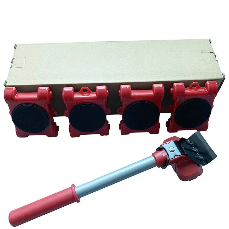 New Furniture Mover Tool Transport Lifter Heavy Stuffs Moving 4 Wheeled Roller Bar