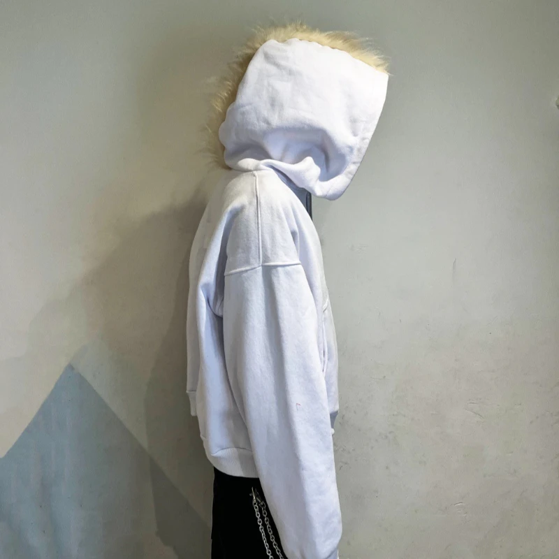 面白いクロスプリントのぬいぐるみ帽子、原宿スタイルの特大ジッパー付きパーカー、2026年Y2K風の春服（男女兼用）