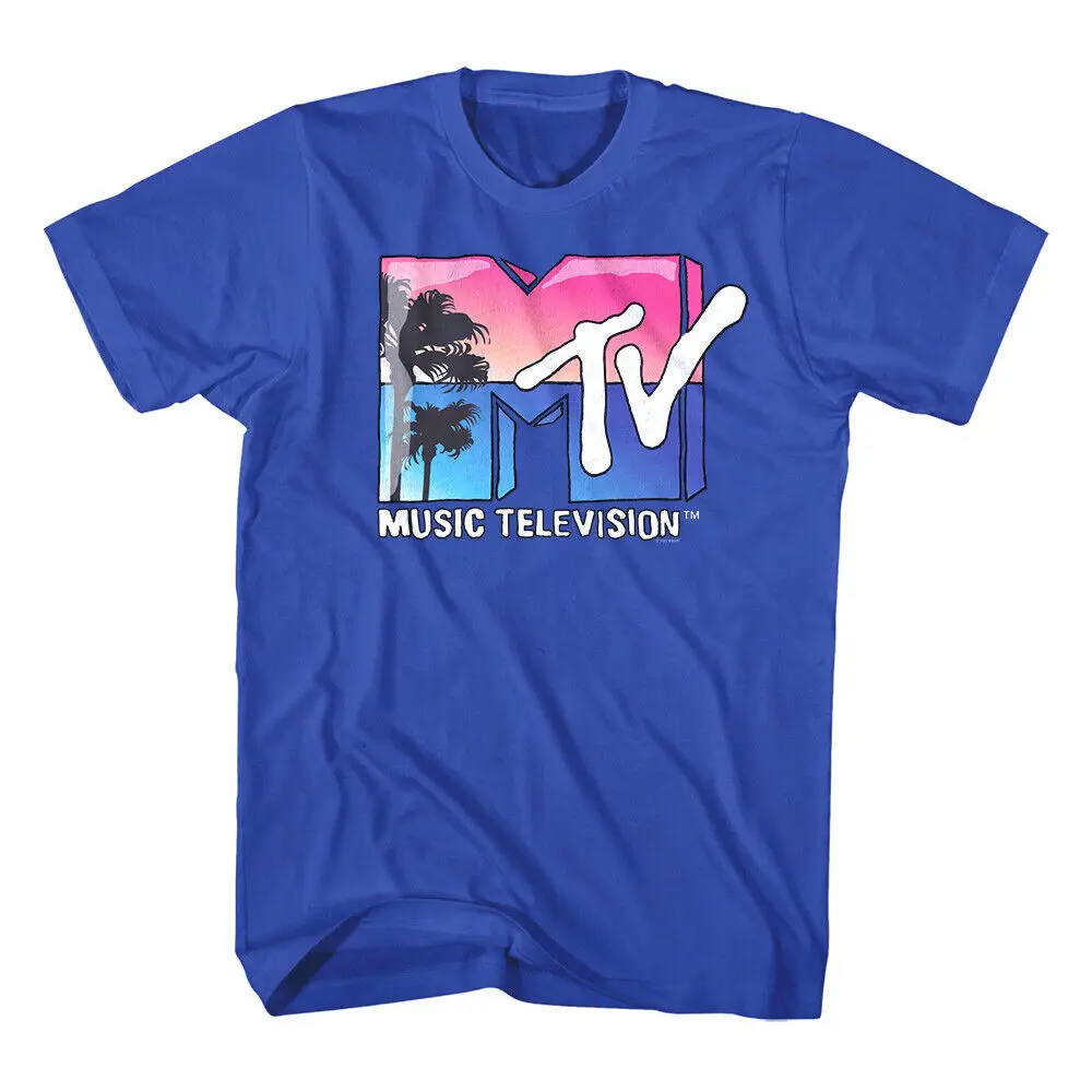 MTV пляж Закат Логотип Мужская футболка Майами Весна перерыв пальмы музыка