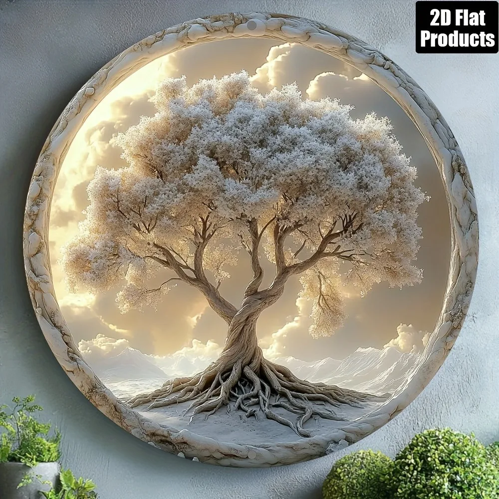 CIFBUY Vintage Tree Of Life Aluminum Wall Art Waterproof Scratchproof Metal Sign For Home Cafe Bar Indoor Outdoor Decor