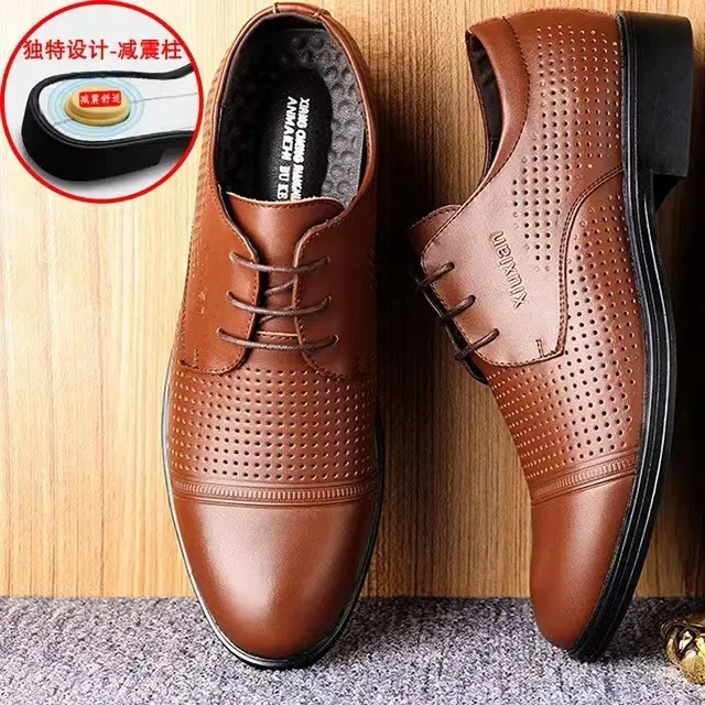 New Style Formal Three-joint Leather Shoes, Business Casual Leather Shoes, Breathable Non-slip Shoes, Three-joint Men\'s Shoes