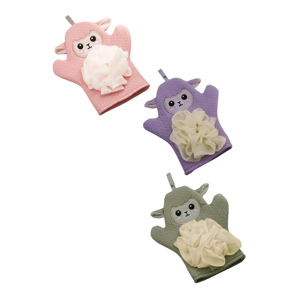 

3pcs Gloves Shower Towels Kids Massage Foaming Tools Gloves Skin Cleaning Body Scrubbers Monkey Design