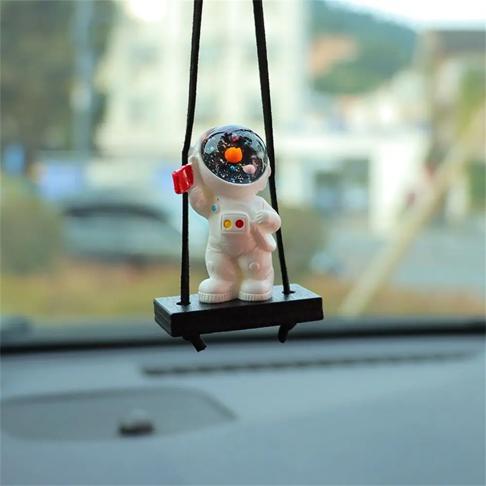 Fashion Swing Astronaut Car Pendant Resin Textured Ornaments Rearview Mirror Hanging