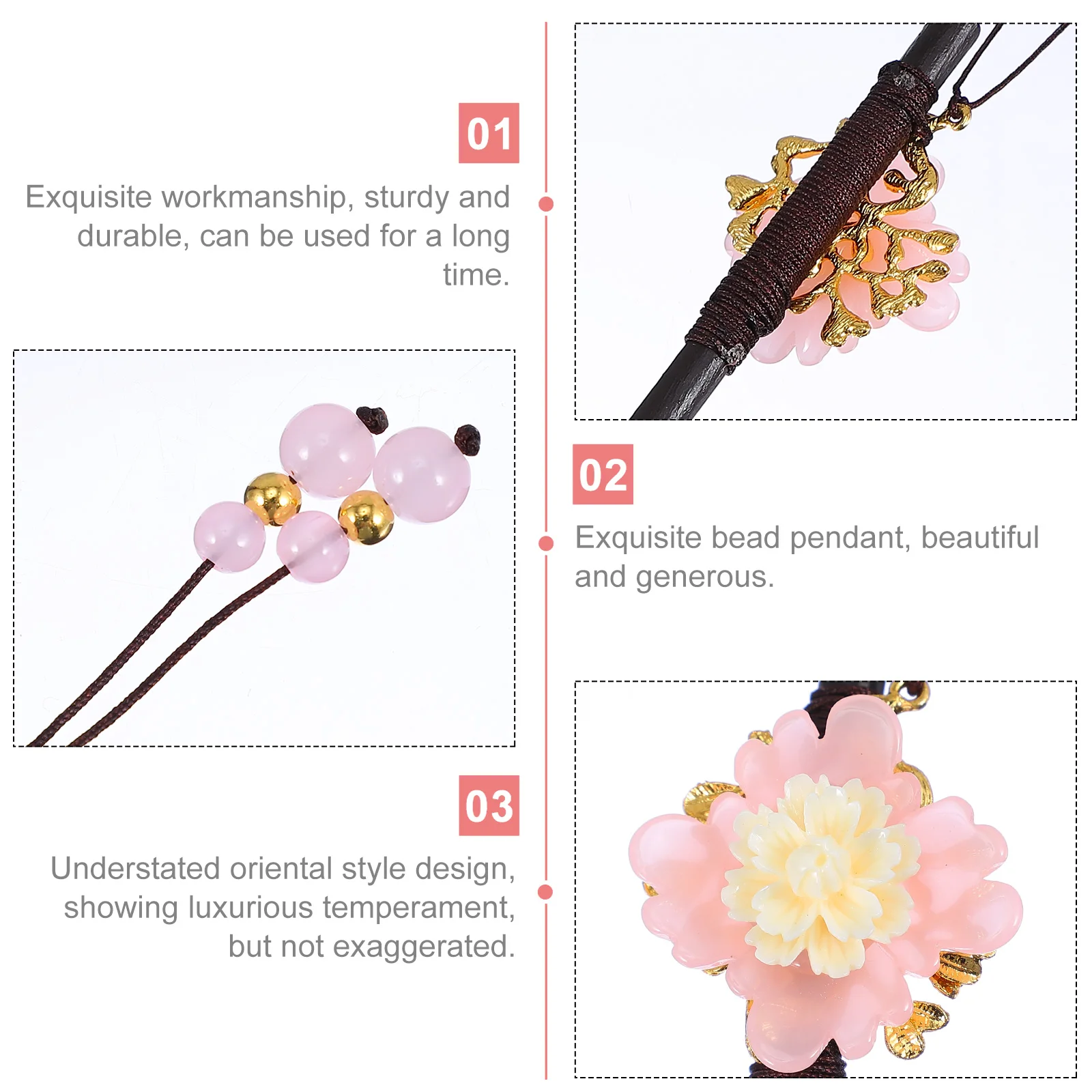 

Pink Jade Hairpin Handmade Chinese Hanfu Headdress Accessories Decorations Wedding Ancient Customs Delicate