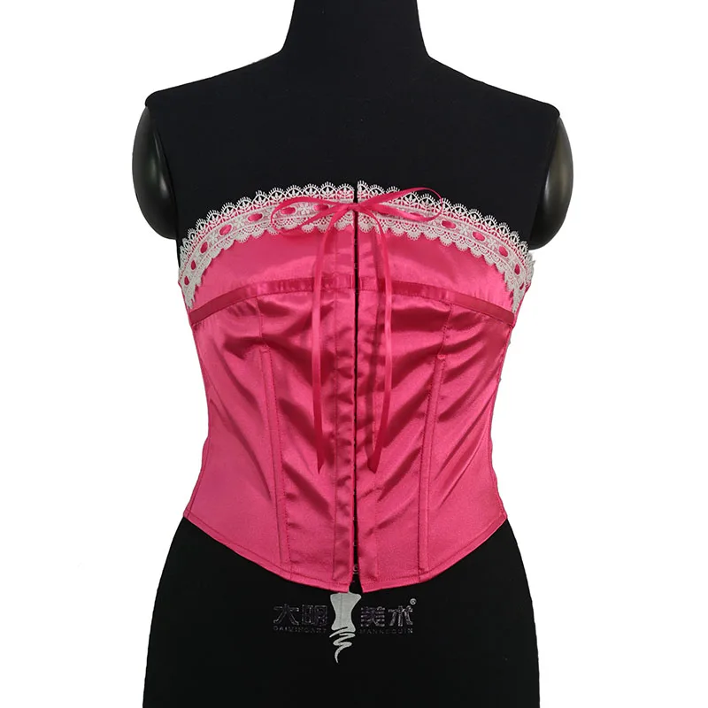 

Sexy Women's Plus Size Corsets and Bustiers Overbust Lace-up Brocade Corselet Stylish Camisole Rose Red Corset Top