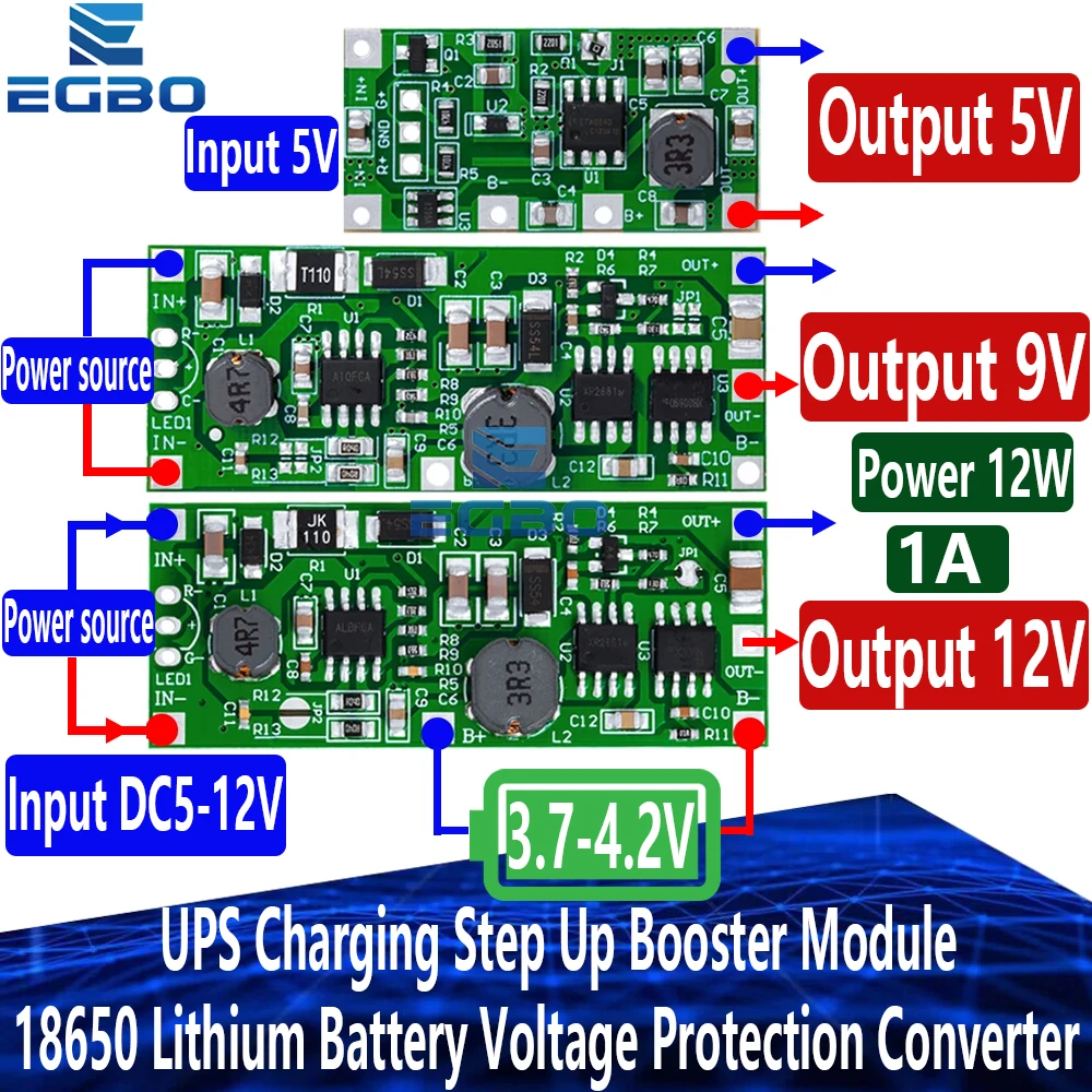 1~10PCS Charging Step Up Booster DC5V-12V To 5V/9V/12V 18650 Lithium Battery UPS Voltage Protection Converter Charge Discharge