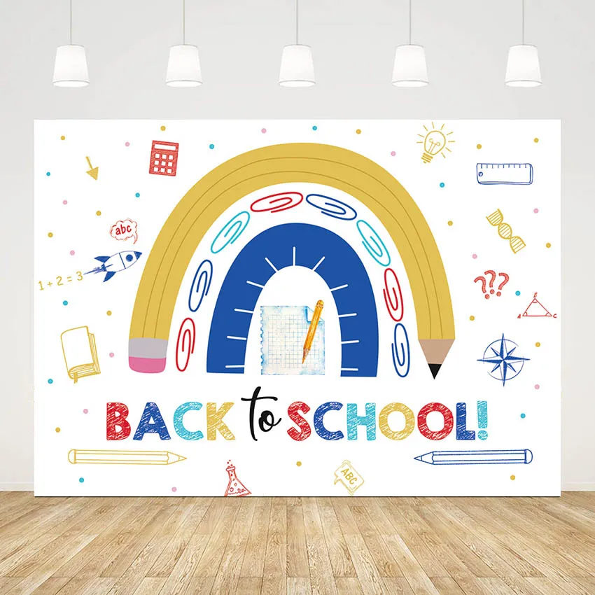 Mehofond-Fondo de fotografía de regreso a la escuela, arcoíris, libros de estudiantes, tablero de arte, decoración de fondo para fiesta, utilería para estudio fotográfico, sesión fotográfica