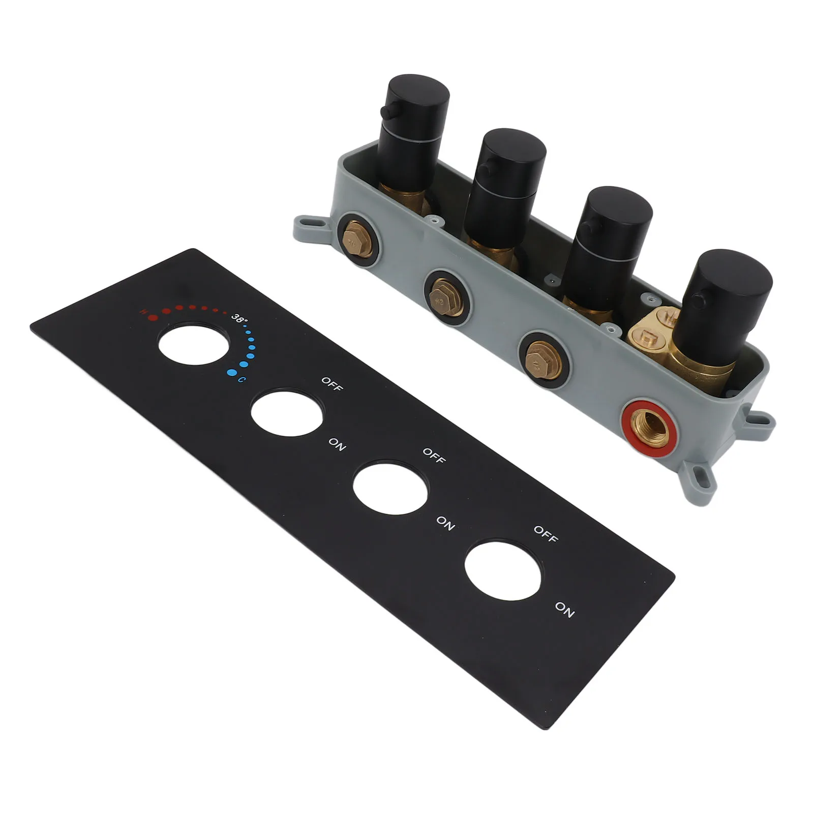 Shower Diverter Valve Accurate Temperature Control 3 Way Valve Kit with 4 Round Knobs NPT Thread Outlet Connection for Bathroom