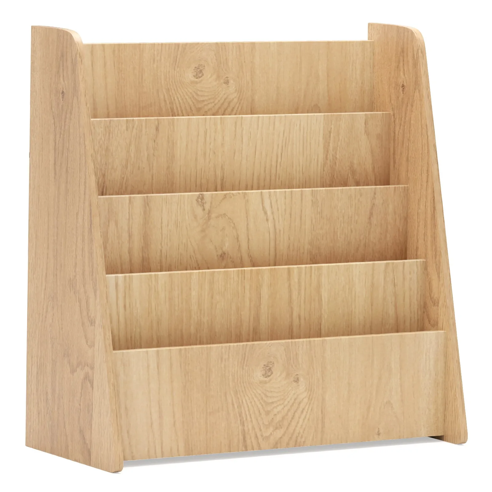 

4-tier Kids Wooden Bookshelf Toddlers Book Rack w/Deep Shelves Natural