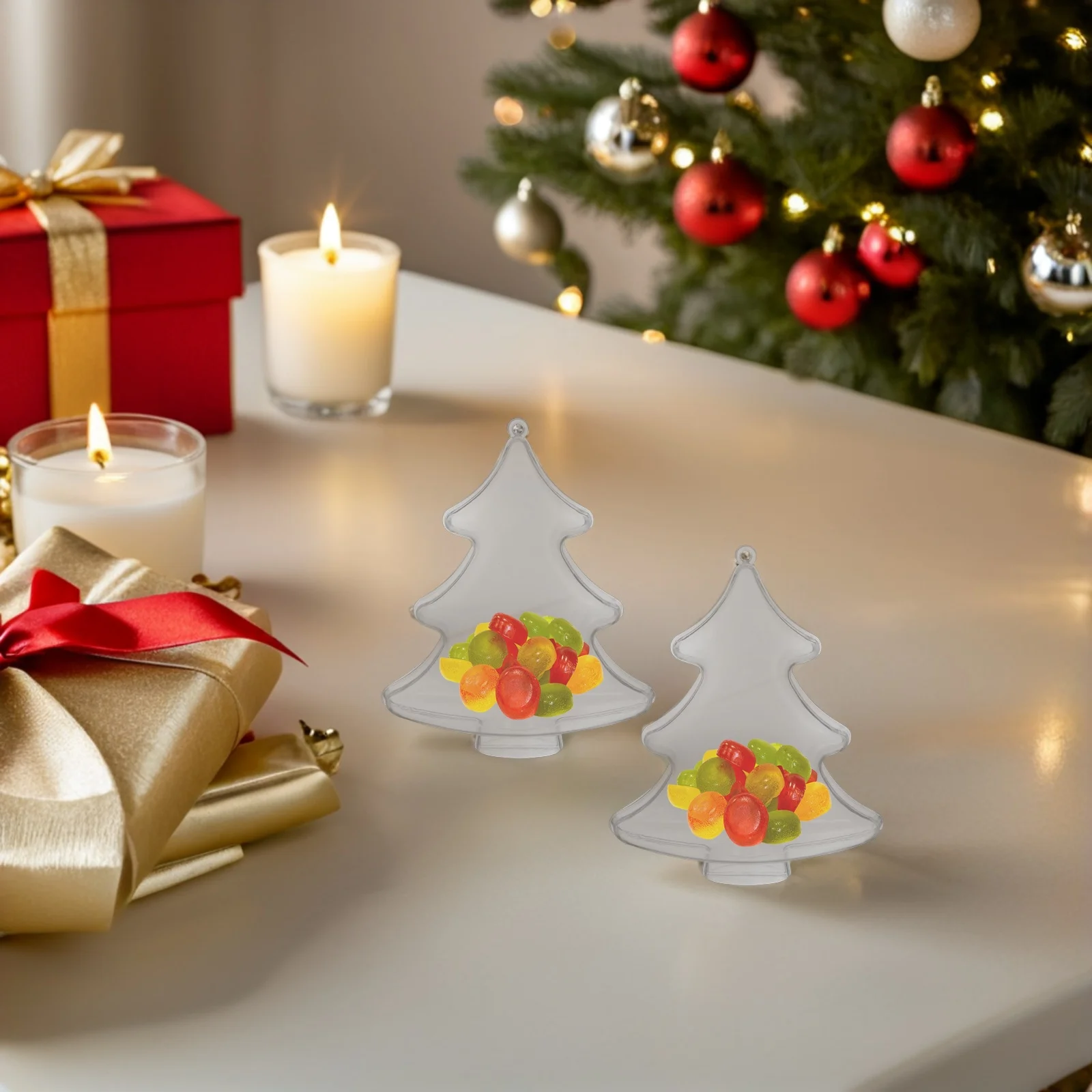 

10Pcs Clear Plastic Fillable Ornaments Transparent Christmas Balls for DIY Tree Hanging Baubles Party Holiday Decorations