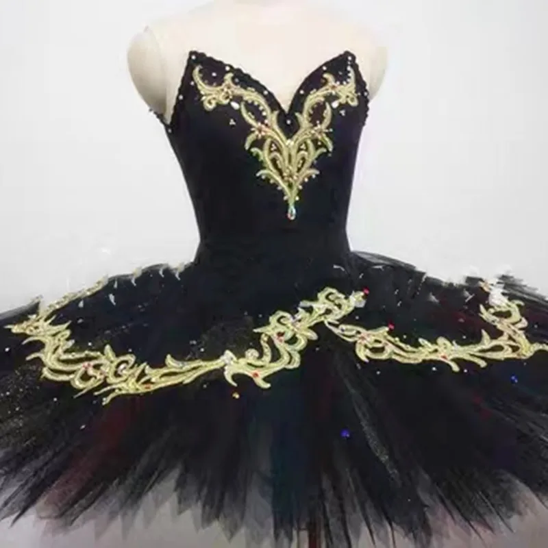 Children Black Swan Ballet Tutu Dress Professional Ballet Leotard Dance Wear Performance Stage Costume Girls Sequin Tutu Skirts