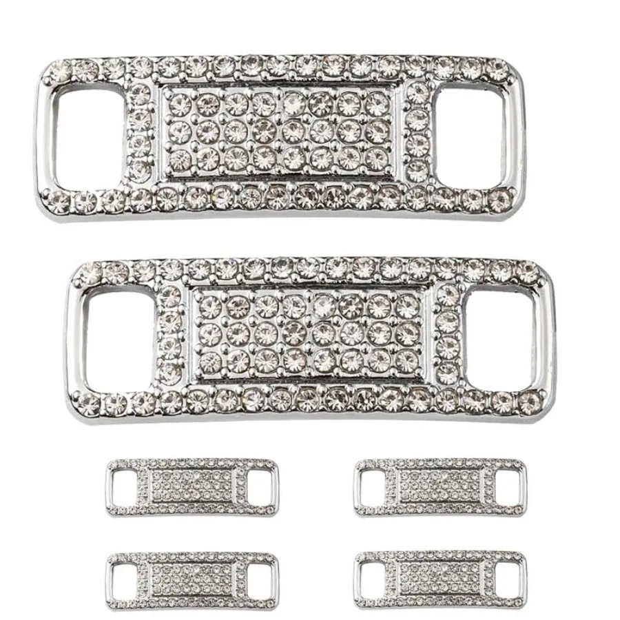 

Bling Diamond Shoe Lace Tag, Silver Hip Hop Stylish Shoe Decoration Charms, Shoelaces Buckle for Sneakers, Boots, Runners
