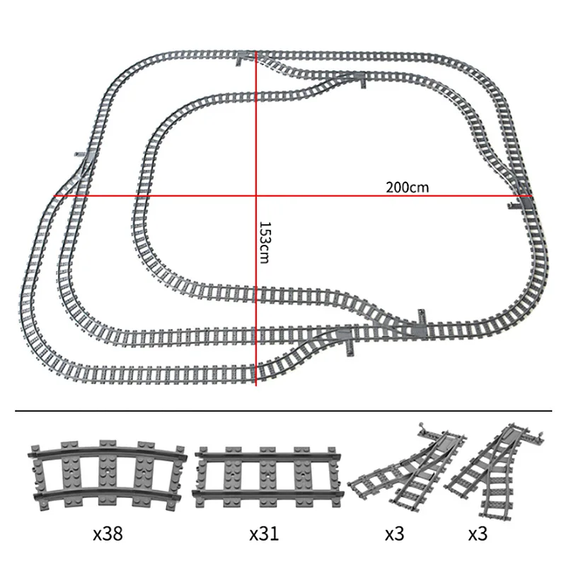 Compatibel Met Lego-Treinrailcombinatie Scène Moc Bouwstenen Diy Cross-Track Spoorbrug Stenen Speelgoed Treinwagon
