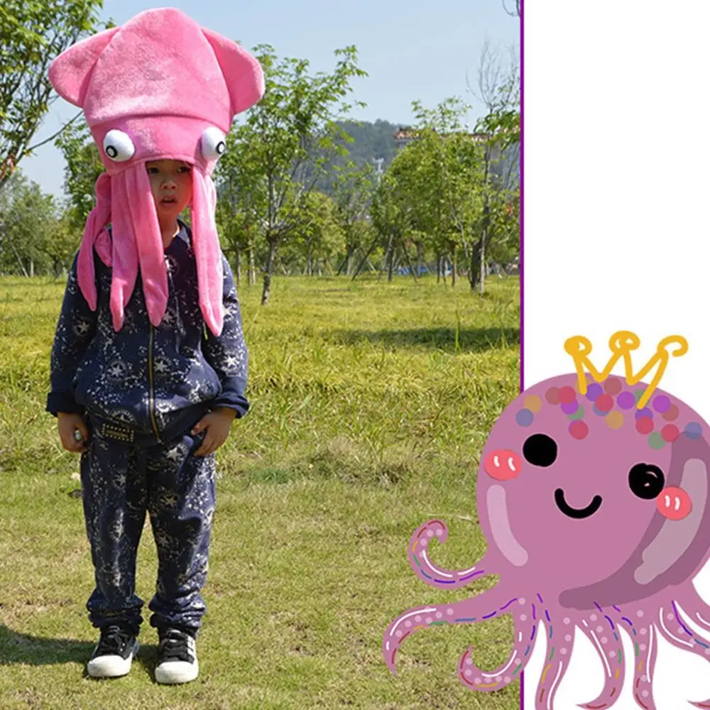 

Rainbow Octopus Shaped Hat Cute Dressingup Prop Dressing up Cosplay Headgear Soft and Comfortable Cartoon Halloween Party Cap