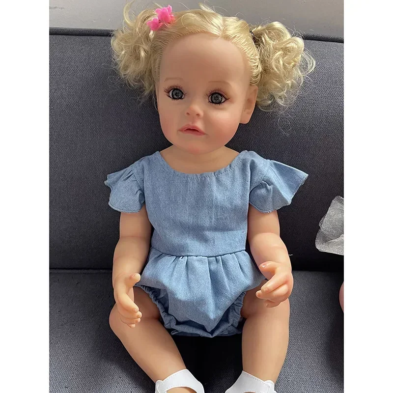 

55CM Reborn Toddler Girl DollNPK SueSue Full Body Silicone Waterproof Bathy Toy Hand-Detailed Paint with 3D look Visible Veins