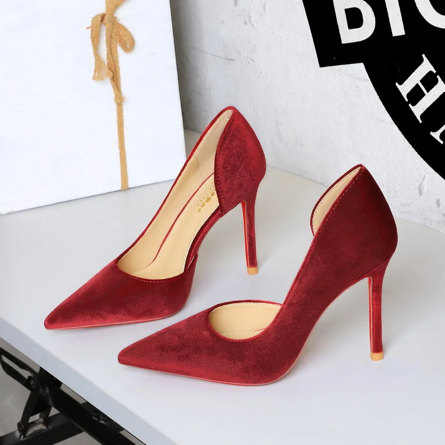 BIGTREE Shoes Woman Pumps Stylish Minimalist Slim Heel High Heels Velvet Ladies Shoes Stiletto Comfort Women Heels Plus Size 40 view 2