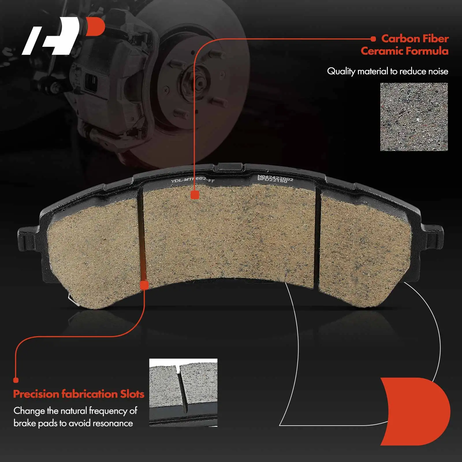 A-Premium Front Side Ceramic Brake Pads with Hardware for Ford Ranger 2019-2023 Bronco 2021-2023