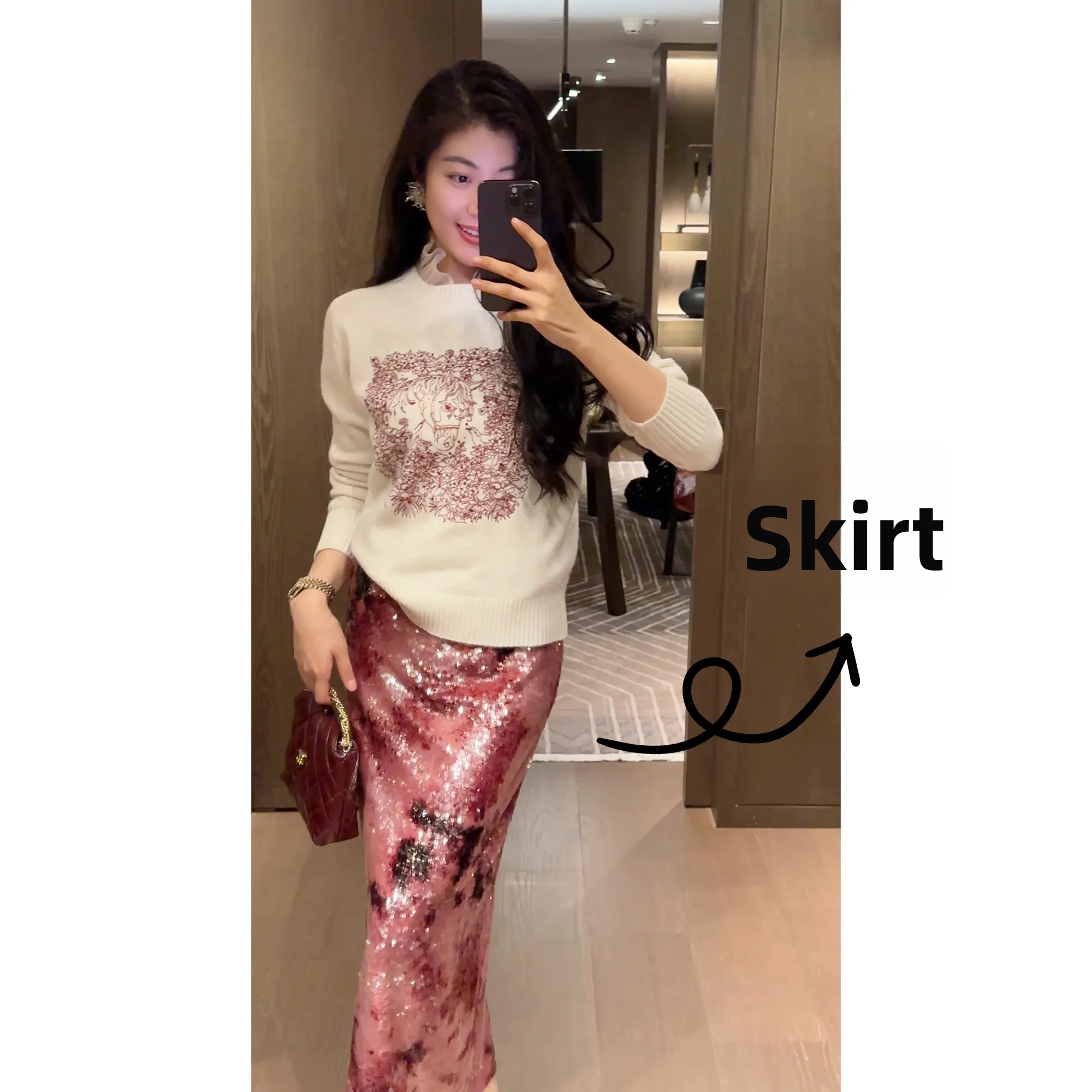 

Новая модная юбка с пайетками и эффектом омбре Nico Winter, женская одежда в китайском стиле, топ Aosphere