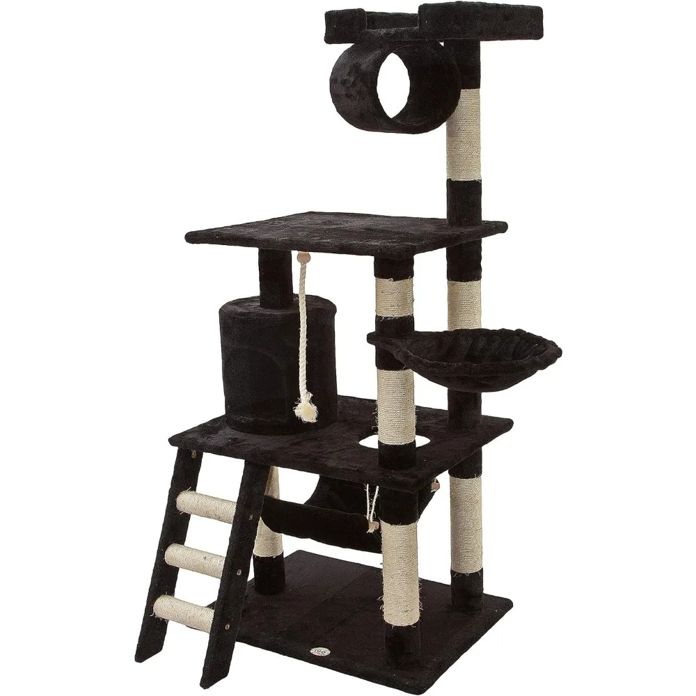 

62-Inch Cat Tree, Multi-purpose All-in-one Activity Structure for All Your Kitty’s Climbing, Scratching, Cuddling, Jumping