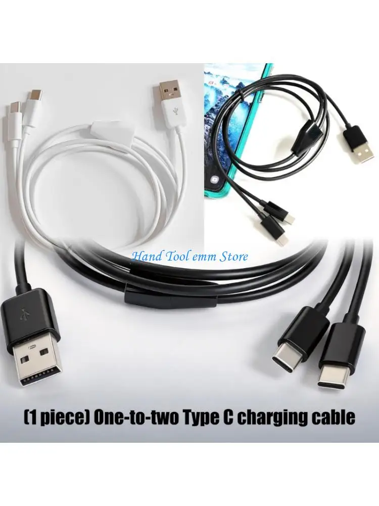 H37F USB C Charging Cable With 75cm Main Line And Two 25cm Branches For Simultaneous Charging Of Two Devices Without Data