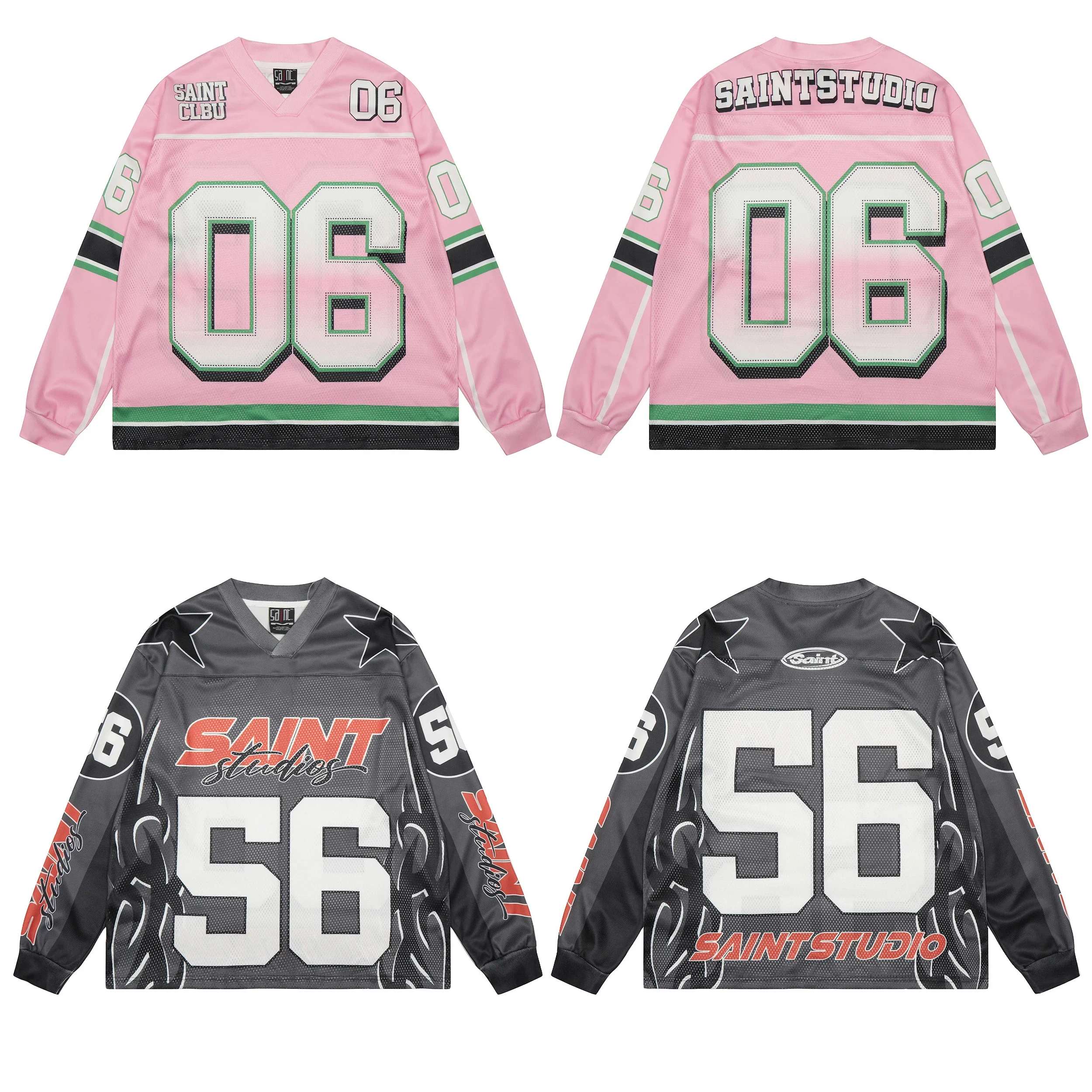 

Good Quality Mesh SAINT Patchwork T-shirt Men Women Loose Tops Number Ventilate Vintage Tee T Shirt