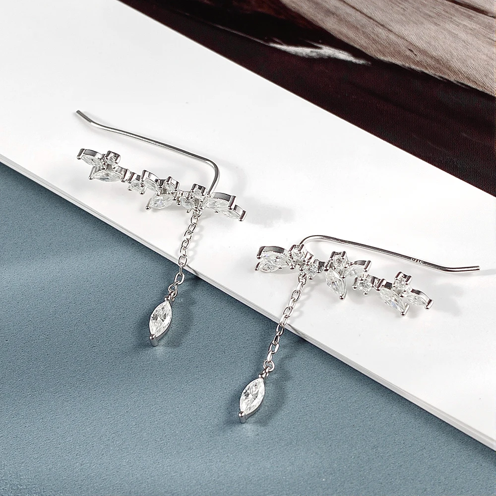 HORRIPAL D VVS1 Moissanite Drop Earring for Women GRA S925 Sterling Silver High Quality Anniversary Party Fashion Jewelry Gift