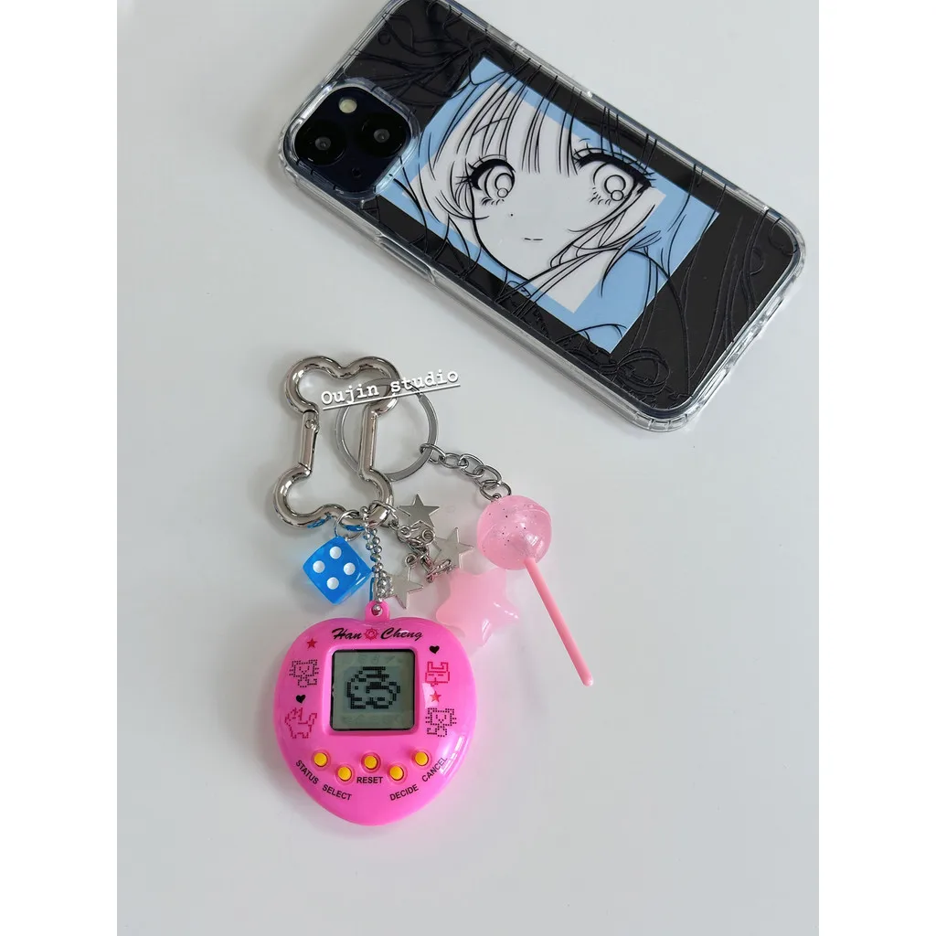 Original niche design Love Rose red game console Star pendant y2k bag pendant  windmill keychain couple model