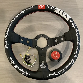 13Inch 330MM Vertex Universal Rally Drift Racing  JDM Deep Sport Game Leather Steering Wheel